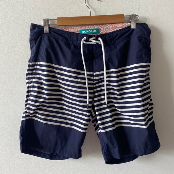Bonobos Other - Bonobos board shorts blue and white stripe medium
